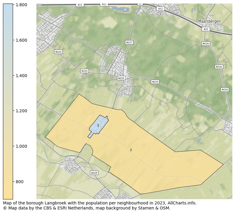 Map of the borough Langbroek with the population per neighbourhood in 2023. This page shows a lot of information about residents (such as the distribution by age groups, family composition, gender, native or Dutch with an immigration background, ...), homes (numbers, types, price development, use, type of property, ...) and more (car ownership, energy consumption, ...) based on open data from the Dutch Central Bureau of Statistics and various other sources!