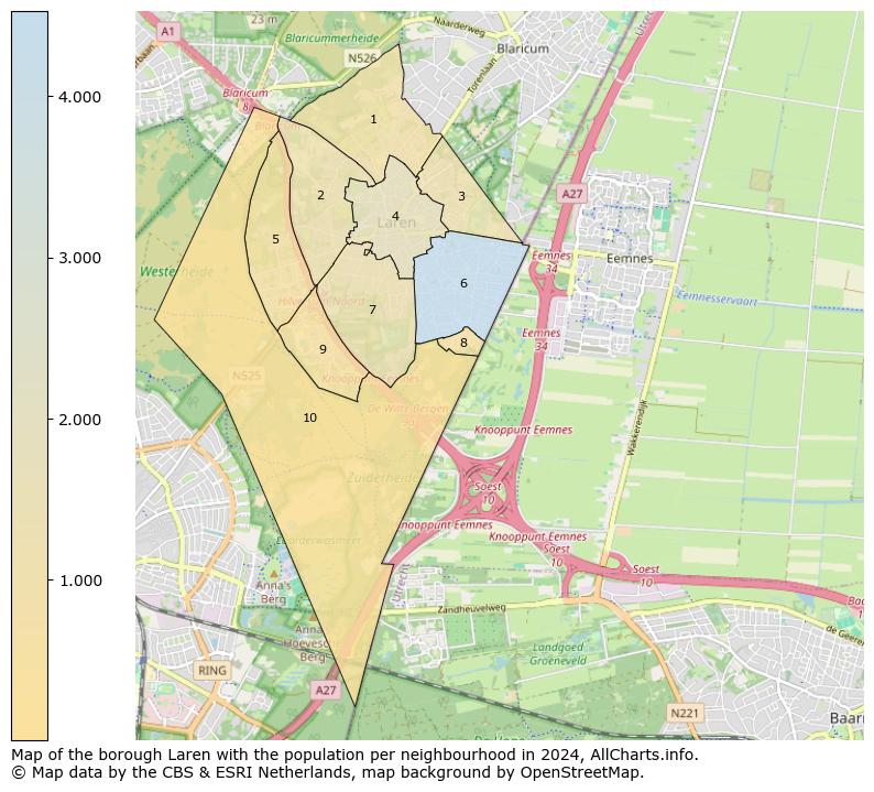 Image of the borough Laren at the map. This image is used as introduction to this page. This page shows a lot of information about the population in the borough Laren (such as the distribution by age groups of the residents, the composition of households, whether inhabitants are natives or Dutch with an immigration background, data about the houses (numbers, types, price development, use, type of property, ...) and more (car ownership, energy consumption, ...) based on open data from the Dutch Central Bureau of Statistics and various other sources!