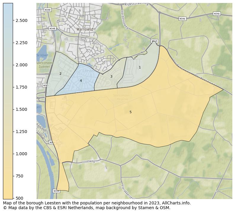 Map of the borough Leesten with the population per neighbourhood in 2023. This page shows a lot of information about residents (such as the distribution by age groups, family composition, gender, native or Dutch with an immigration background, ...), homes (numbers, types, price development, use, type of property, ...) and more (car ownership, energy consumption, ...) based on open data from the Dutch Central Bureau of Statistics and various other sources!