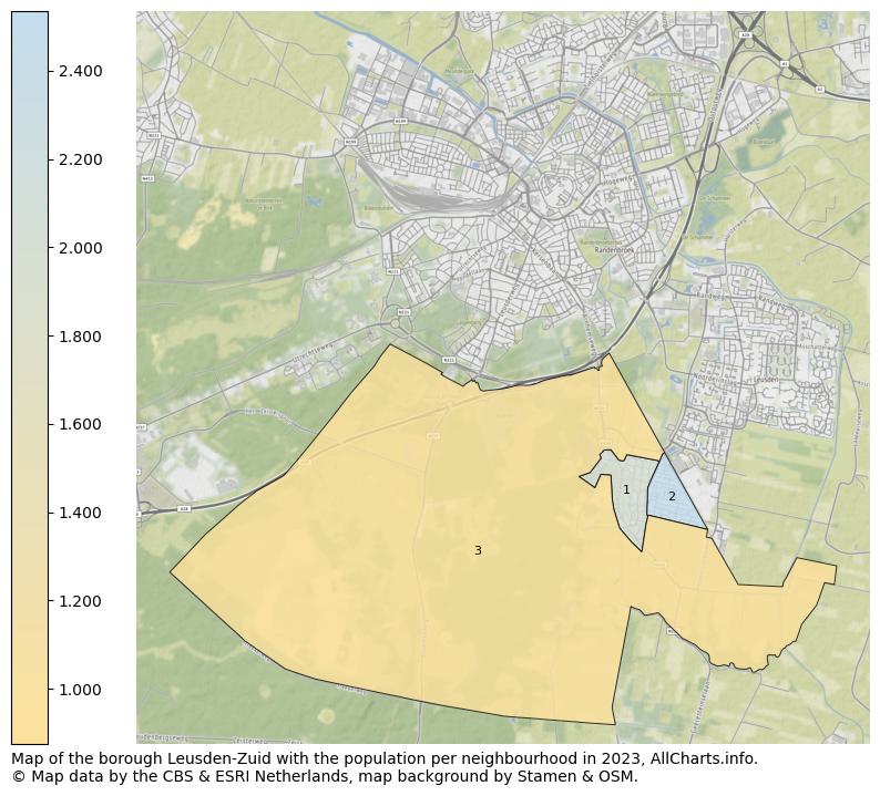 Map of the borough Leusden-Zuid with the population per neighbourhood in 2022. This page shows a lot of information about residents (such as the distribution by age groups, family composition, gender, native or Dutch with an immigration background, ...), homes (numbers, types, price development, use, type of property, ...) and more (car ownership, energy consumption, ...) based on open data from the Dutch Central Bureau of Statistics and various other sources!