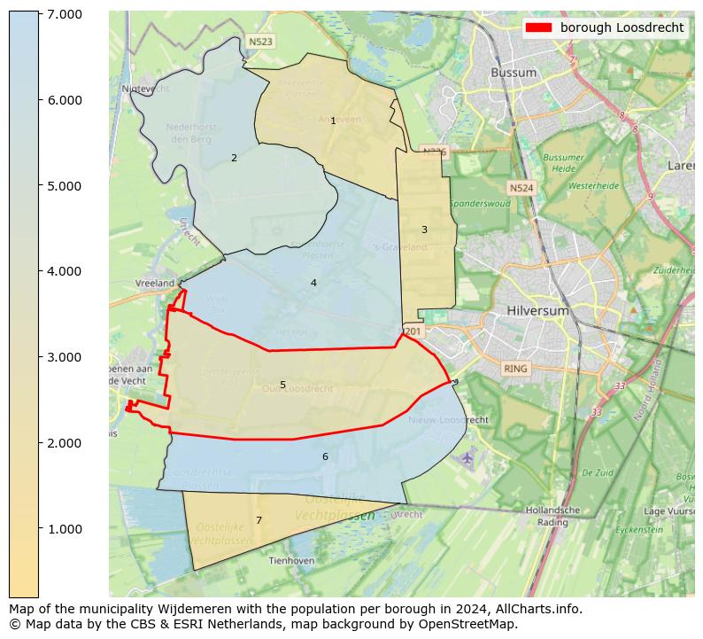 Image of the borough Loosdrecht at the map. This image is used as introduction to this page. This page shows a lot of information about the population in the borough Loosdrecht (such as the distribution by age groups of the residents, the composition of households, whether inhabitants are natives or Dutch with an immigration background, data about the houses (numbers, types, price development, use, type of property, ...) and more (car ownership, energy consumption, ...) based on open data from the Dutch Central Bureau of Statistics and various other sources!