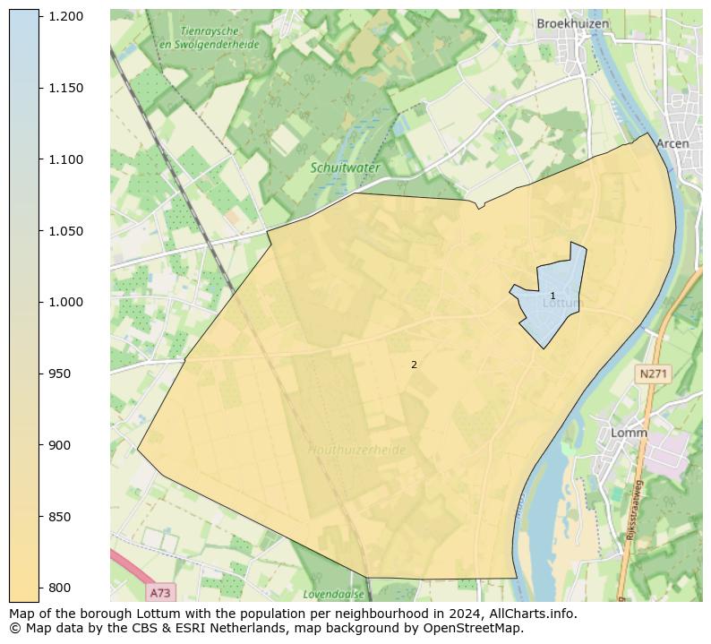 Image of the borough Lottum at the map. This image is used as introduction to this page. This page shows a lot of information about the population in the borough Lottum (such as the distribution by age groups of the residents, the composition of households, whether inhabitants are natives or Dutch with an immigration background, data about the houses (numbers, types, price development, use, type of property, ...) and more (car ownership, energy consumption, ...) based on open data from the Dutch Central Bureau of Statistics and various other sources!