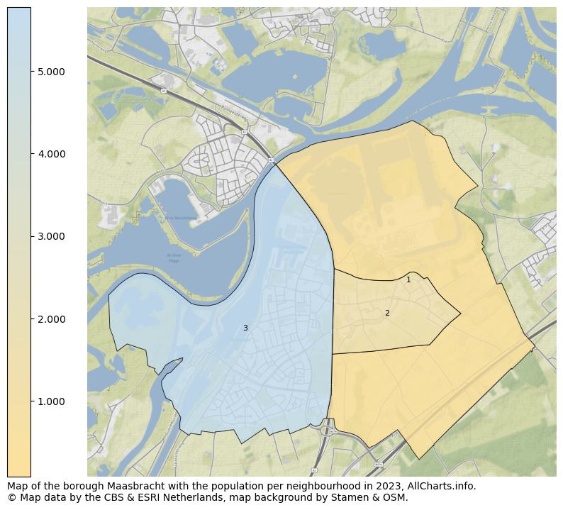 Map of the borough Maasbracht with the population per neighbourhood in 2022. This page shows a lot of information about residents (such as the distribution by age groups, family composition, gender, native or Dutch with an immigration background, ...), homes (numbers, types, price development, use, type of property, ...) and more (car ownership, energy consumption, ...) based on open data from the Dutch Central Bureau of Statistics and various other sources!