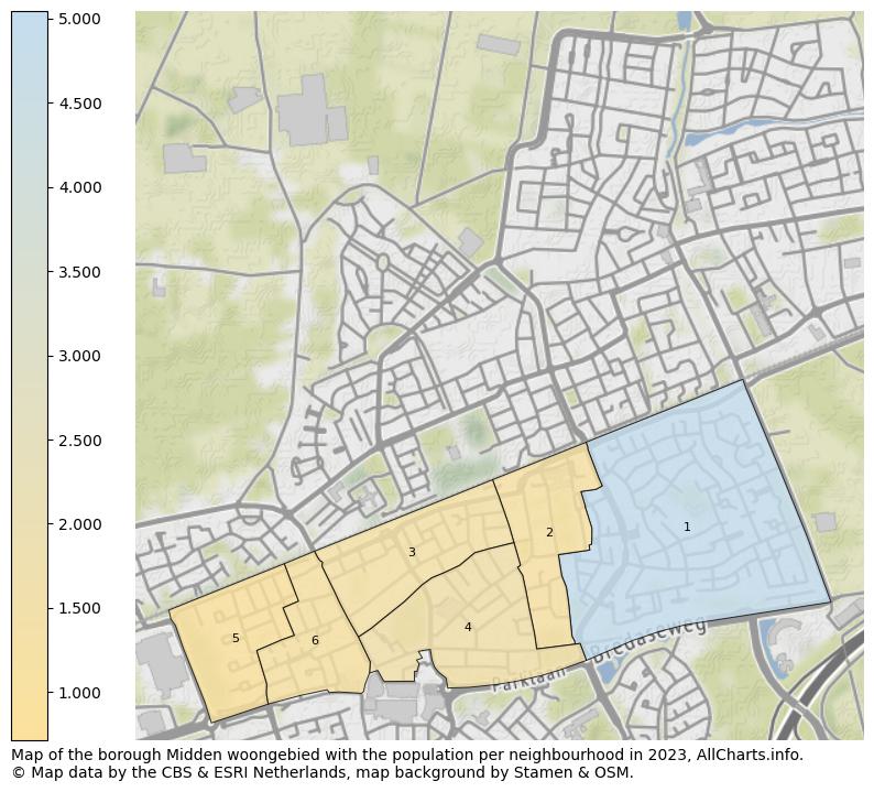Map of the borough Midden woongebied with the population per neighbourhood in 2023. This page shows a lot of information about residents (such as the distribution by age groups, family composition, gender, native or Dutch with an immigration background, ...), homes (numbers, types, price development, use, type of property, ...) and more (car ownership, energy consumption, ...) based on open data from the Dutch Central Bureau of Statistics and various other sources!