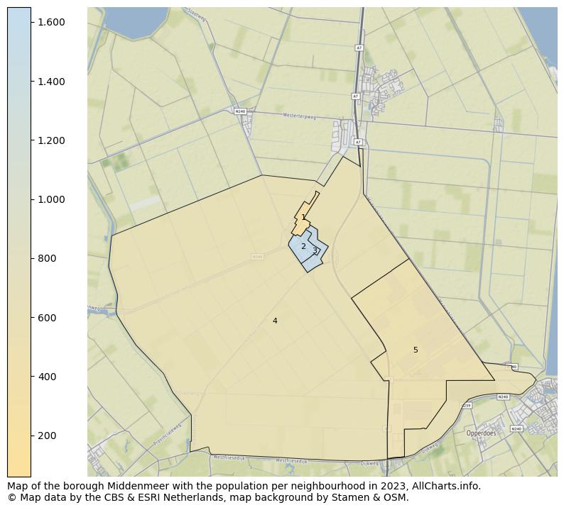 Map of the borough Middenmeer with the population per neighbourhood in 2023. This page shows a lot of information about residents (such as the distribution by age groups, family composition, gender, native or Dutch with an immigration background, ...), homes (numbers, types, price development, use, type of property, ...) and more (car ownership, energy consumption, ...) based on open data from the Dutch Central Bureau of Statistics and various other sources!