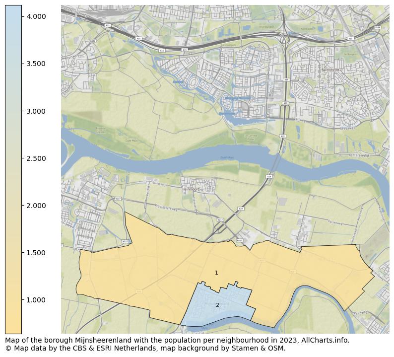 Map of the borough Mijnsheerenland with the population per neighbourhood in 2023. This page shows a lot of information about residents (such as the distribution by age groups, family composition, gender, native or Dutch with an immigration background, ...), homes (numbers, types, price development, use, type of property, ...) and more (car ownership, energy consumption, ...) based on open data from the Dutch Central Bureau of Statistics and various other sources!