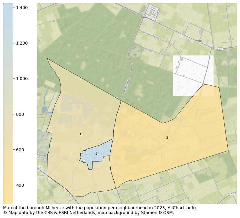 Map of the borough Milheeze with the population per neighbourhood in 2023. This page shows a lot of information about residents (such as the distribution by age groups, family composition, gender, native or Dutch with an immigration background, ...), homes (numbers, types, price development, use, type of property, ...) and more (car ownership, energy consumption, ...) based on open data from the Dutch Central Bureau of Statistics and various other sources!