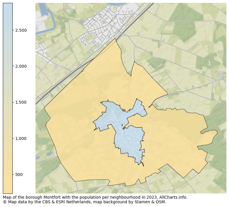 Map of the borough Montfort with the population per neighbourhood in 2023. This page shows a lot of information about residents (such as the distribution by age groups, family composition, gender, native or Dutch with an immigration background, ...), homes (numbers, types, price development, use, type of property, ...) and more (car ownership, energy consumption, ...) based on open data from the Dutch Central Bureau of Statistics and various other sources!