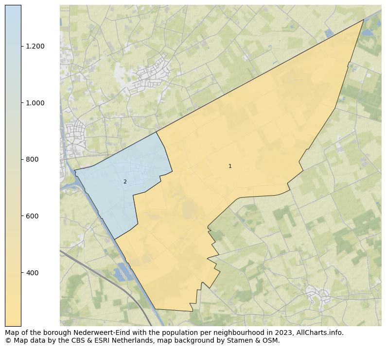 Map of the borough Nederweert-Eind with the population per neighbourhood in 2023. This page shows a lot of information about residents (such as the distribution by age groups, family composition, gender, native or Dutch with an immigration background, ...), homes (numbers, types, price development, use, type of property, ...) and more (car ownership, energy consumption, ...) based on open data from the Dutch Central Bureau of Statistics and various other sources!