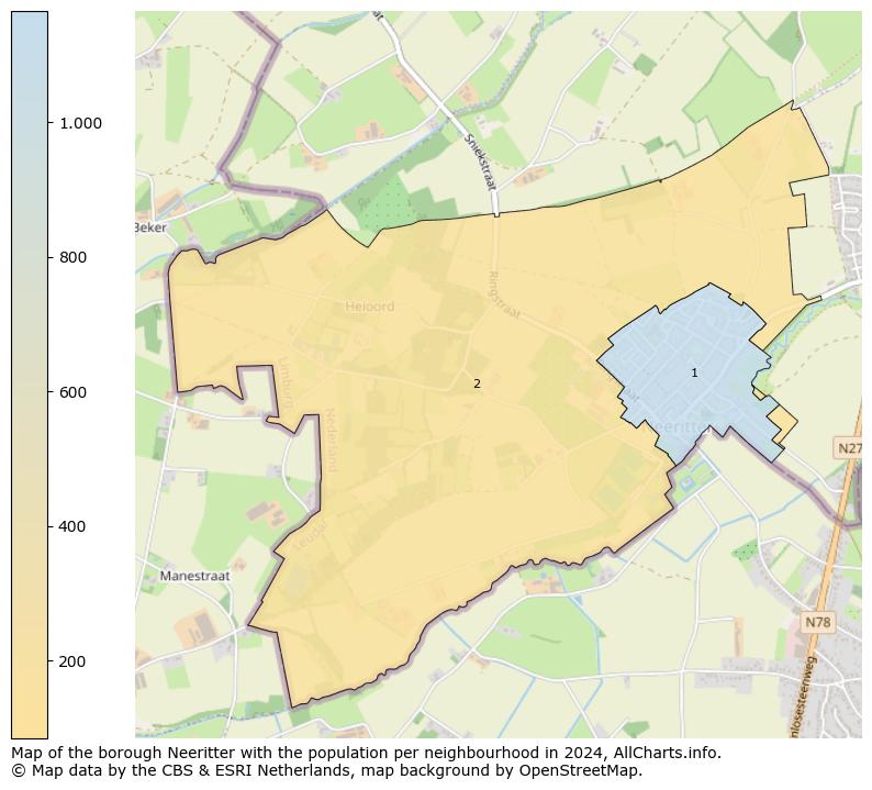 Image of the borough Neeritter at the map. This image is used as introduction to this page. This page shows a lot of information about the population in the borough Neeritter (such as the distribution by age groups of the residents, the composition of households, whether inhabitants are natives or Dutch with an immigration background, data about the houses (numbers, types, price development, use, type of property, ...) and more (car ownership, energy consumption, ...) based on open data from the Dutch Central Bureau of Statistics and various other sources!