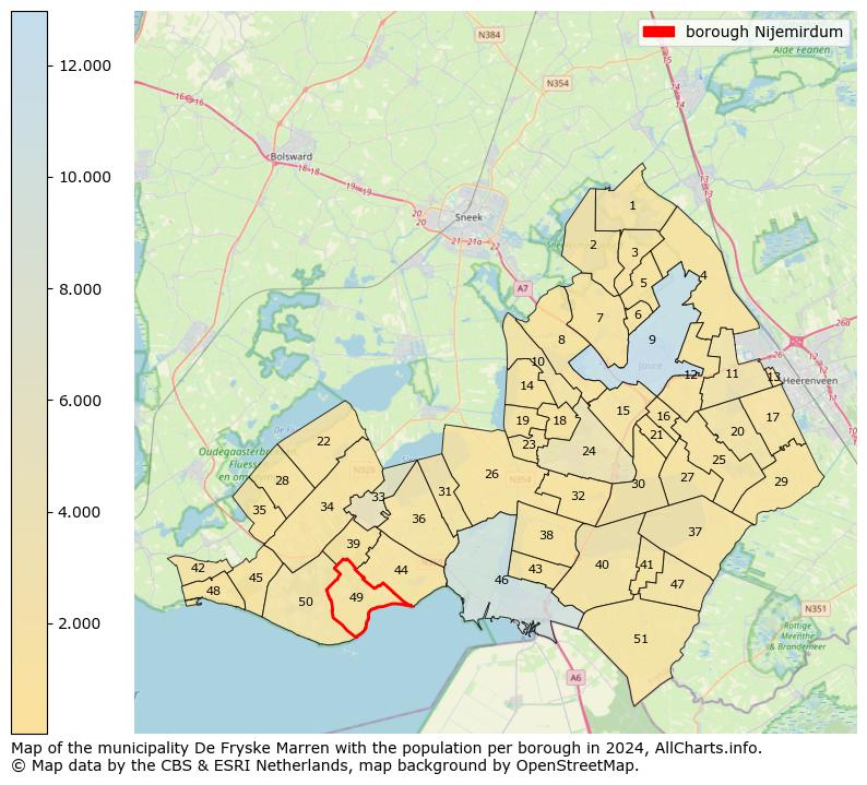 Image of the borough Nijemirdum at the map. This image is used as introduction to this page. This page shows a lot of information about the population in the borough Nijemirdum (such as the distribution by age groups of the residents, the composition of households, whether inhabitants are natives or Dutch with an immigration background, data about the houses (numbers, types, price development, use, type of property, ...) and more (car ownership, energy consumption, ...) based on open data from the Dutch Central Bureau of Statistics and various other sources!