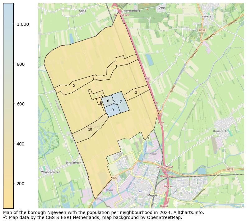 Image of the borough Nijeveen at the map. This image is used as introduction to this page. This page shows a lot of information about the population in the borough Nijeveen (such as the distribution by age groups of the residents, the composition of households, whether inhabitants are natives or Dutch with an immigration background, data about the houses (numbers, types, price development, use, type of property, ...) and more (car ownership, energy consumption, ...) based on open data from the Dutch Central Bureau of Statistics and various other sources!