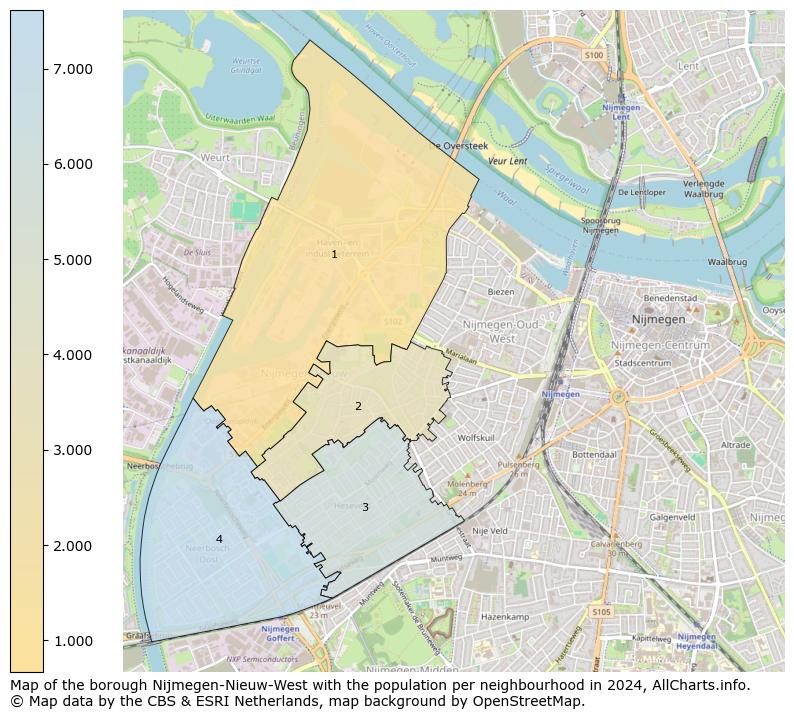 Image of the borough Nijmegen-Nieuw-West at the map. This image is used as introduction to this page. This page shows a lot of information about the population in the borough Nijmegen-Nieuw-West (such as the distribution by age groups of the residents, the composition of households, whether inhabitants are natives or Dutch with an immigration background, data about the houses (numbers, types, price development, use, type of property, ...) and more (car ownership, energy consumption, ...) based on open data from the Dutch Central Bureau of Statistics and various other sources!