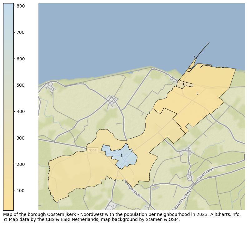 Map of the borough Oosternijkerk - Noordwest with the population per neighbourhood in 2022. This page shows a lot of information about residents (such as the distribution by age groups, family composition, gender, native or Dutch with an immigration background, ...), homes (numbers, types, price development, use, type of property, ...) and more (car ownership, energy consumption, ...) based on open data from the Dutch Central Bureau of Statistics and various other sources!