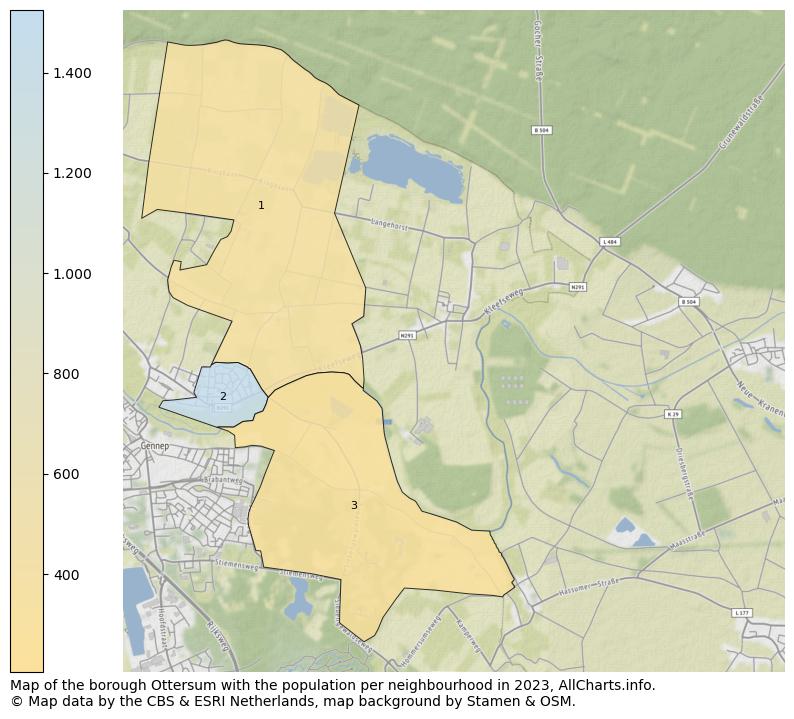 Map of the borough Ottersum with the population per neighbourhood in 2023. This page shows a lot of information about residents (such as the distribution by age groups, family composition, gender, native or Dutch with an immigration background, ...), homes (numbers, types, price development, use, type of property, ...) and more (car ownership, energy consumption, ...) based on open data from the Dutch Central Bureau of Statistics and various other sources!