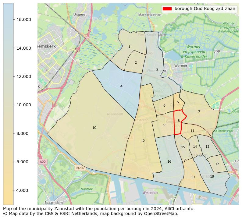 Image of the borough Oud Koog a/d Zaan at the map. This image is used as introduction to this page. This page shows a lot of information about the population in the borough Oud Koog a/d Zaan (such as the distribution by age groups of the residents, the composition of households, whether inhabitants are natives or Dutch with an immigration background, data about the houses (numbers, types, price development, use, type of property, ...) and more (car ownership, energy consumption, ...) based on open data from the Dutch Central Bureau of Statistics and various other sources!