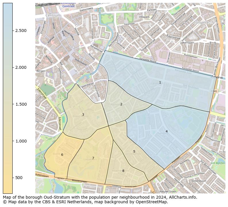 Image of the borough Oud-Stratum at the map. This image is used as introduction to this page. This page shows a lot of information about the population in the borough Oud-Stratum (such as the distribution by age groups of the residents, the composition of households, whether inhabitants are natives or Dutch with an immigration background, data about the houses (numbers, types, price development, use, type of property, ...) and more (car ownership, energy consumption, ...) based on open data from the Dutch Central Bureau of Statistics and various other sources!