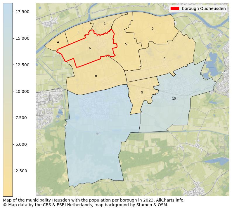 Map of the municipality Heusden with the population per borough in 2023. This page shows a lot of information about residents (such as the distribution by age groups, family composition, gender, native or Dutch with an immigration background, ...), homes (numbers, types, price development, use, type of property, ...) and more (car ownership, energy consumption, ...) based on open data from the Dutch Central Bureau of Statistics and various other sources!