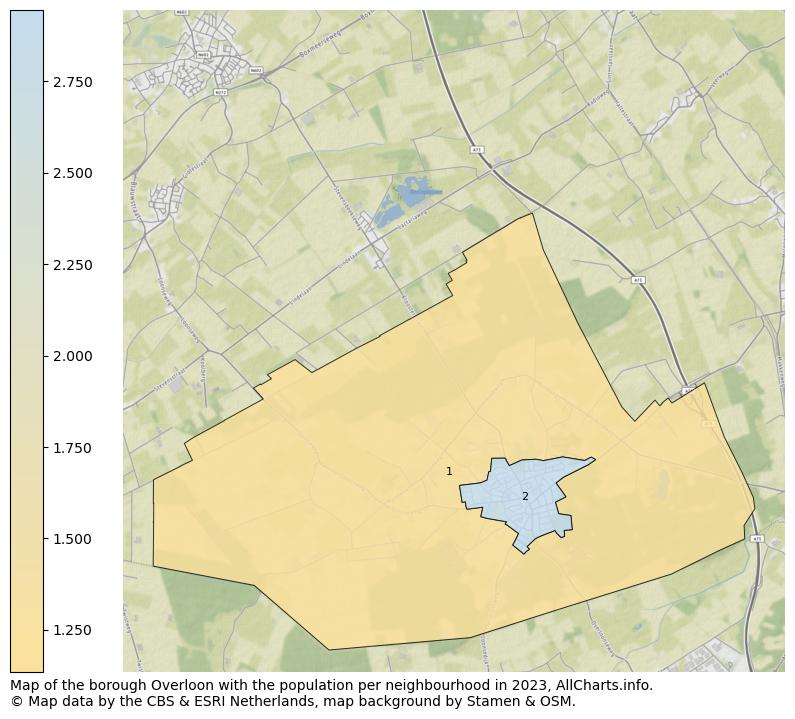 Map of the borough Overloon with the population per neighbourhood in 2023. This page shows a lot of information about residents (such as the distribution by age groups, family composition, gender, native or Dutch with an immigration background, ...), homes (numbers, types, price development, use, type of property, ...) and more (car ownership, energy consumption, ...) based on open data from the Dutch Central Bureau of Statistics and various other sources!