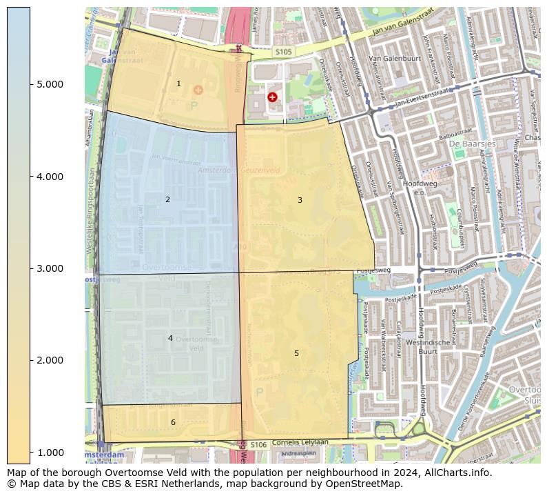 Image of the borough Overtoomse Veld at the map. This image is used as introduction to this page. This page shows a lot of information about the population in the borough Overtoomse Veld (such as the distribution by age groups of the residents, the composition of households, whether inhabitants are natives or Dutch with an immigration background, data about the houses (numbers, types, price development, use, type of property, ...) and more (car ownership, energy consumption, ...) based on open data from the Dutch Central Bureau of Statistics and various other sources!