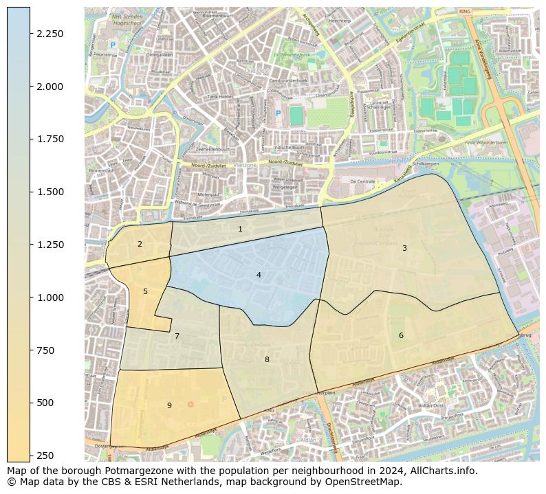 Image of the borough Potmargezone at the map. This image is used as introduction to this page. This page shows a lot of information about the population in the borough Potmargezone (such as the distribution by age groups of the residents, the composition of households, whether inhabitants are natives or Dutch with an immigration background, data about the houses (numbers, types, price development, use, type of property, ...) and more (car ownership, energy consumption, ...) based on open data from the Dutch Central Bureau of Statistics and various other sources!