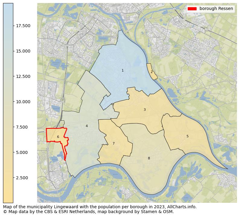 Map of the municipality Lingewaard with the population per borough in 2023. This page shows a lot of information about residents (such as the distribution by age groups, family composition, gender, native or Dutch with an immigration background, ...), homes (numbers, types, price development, use, type of property, ...) and more (car ownership, energy consumption, ...) based on open data from the Dutch Central Bureau of Statistics and various other sources!