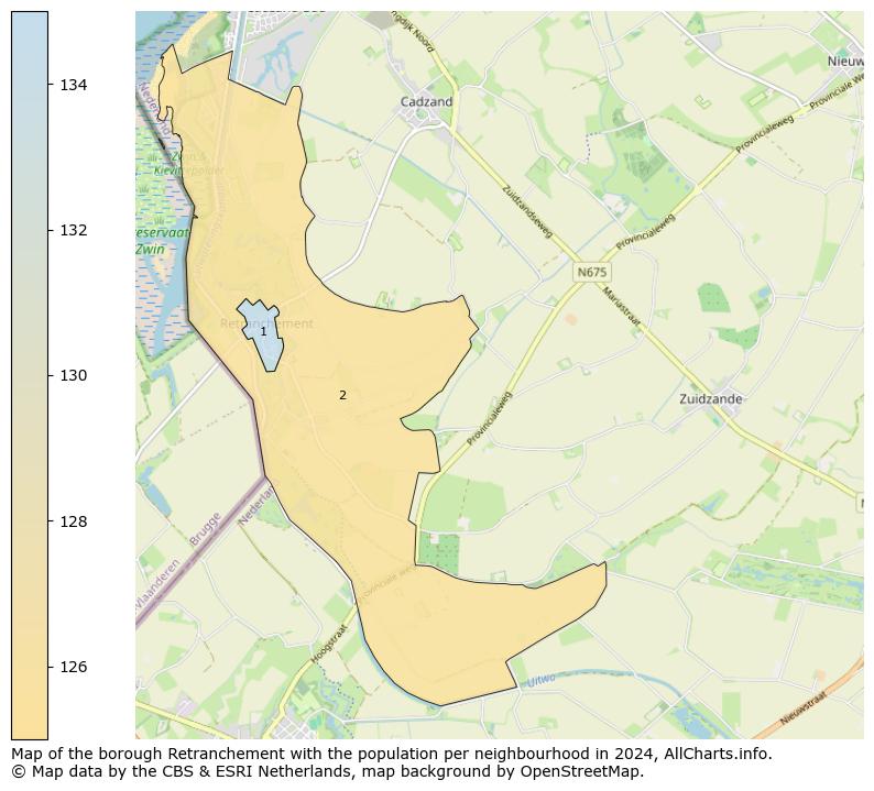 Image of the borough Retranchement at the map. This image is used as introduction to this page. This page shows a lot of information about the population in the borough Retranchement (such as the distribution by age groups of the residents, the composition of households, whether inhabitants are natives or Dutch with an immigration background, data about the houses (numbers, types, price development, use, type of property, ...) and more (car ownership, energy consumption, ...) based on open data from the Dutch Central Bureau of Statistics and various other sources!