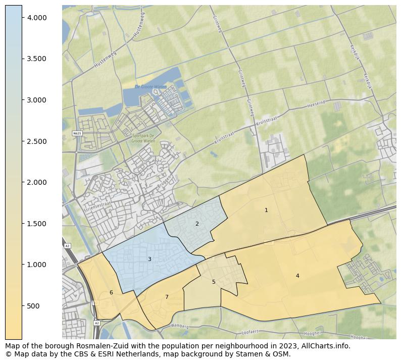 Map of the borough Rosmalen-Zuid with the population per neighbourhood in 2023. This page shows a lot of information about residents (such as the distribution by age groups, family composition, gender, native or Dutch with an immigration background, ...), homes (numbers, types, price development, use, type of property, ...) and more (car ownership, energy consumption, ...) based on open data from the Dutch Central Bureau of Statistics and various other sources!