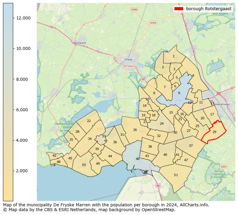 Image of the borough Rotstergaast at the map. This image is used as introduction to this page. This page shows a lot of information about the population in the borough Rotstergaast (such as the distribution by age groups of the residents, the composition of households, whether inhabitants are natives or Dutch with an immigration background, data about the houses (numbers, types, price development, use, type of property, ...) and more (car ownership, energy consumption, ...) based on open data from the Dutch Central Bureau of Statistics and various other sources!