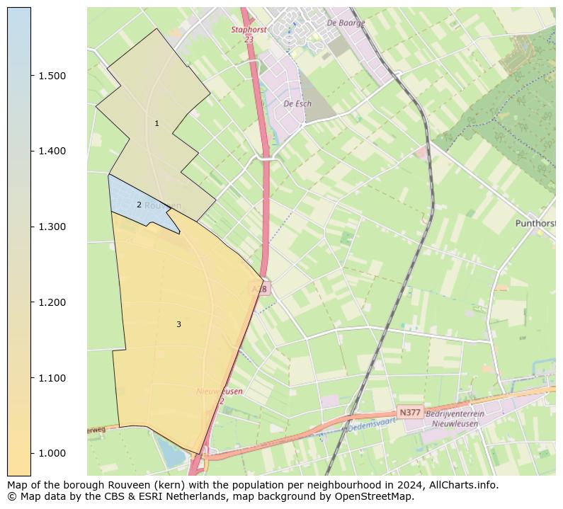 Image of the borough Rouveen (kern) at the map. This image is used as introduction to this page. This page shows a lot of information about the population in the borough Rouveen (kern) (such as the distribution by age groups of the residents, the composition of households, whether inhabitants are natives or Dutch with an immigration background, data about the houses (numbers, types, price development, use, type of property, ...) and more (car ownership, energy consumption, ...) based on open data from the Dutch Central Bureau of Statistics and various other sources!