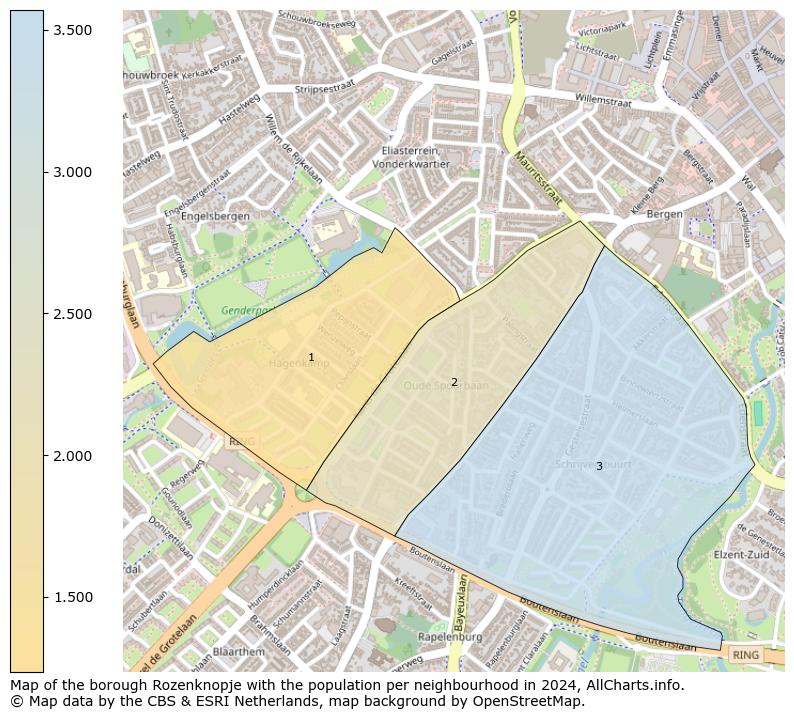 Image of the borough Rozenknopje at the map. This image is used as introduction to this page. This page shows a lot of information about the population in the borough Rozenknopje (such as the distribution by age groups of the residents, the composition of households, whether inhabitants are natives or Dutch with an immigration background, data about the houses (numbers, types, price development, use, type of property, ...) and more (car ownership, energy consumption, ...) based on open data from the Dutch Central Bureau of Statistics and various other sources!