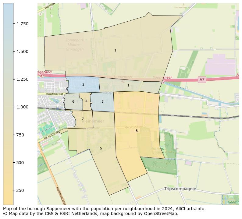 Image of the borough Sappemeer at the map. This image is used as introduction to this page. This page shows a lot of information about the population in the borough Sappemeer (such as the distribution by age groups of the residents, the composition of households, whether inhabitants are natives or Dutch with an immigration background, data about the houses (numbers, types, price development, use, type of property, ...) and more (car ownership, energy consumption, ...) based on open data from the Dutch Central Bureau of Statistics and various other sources!