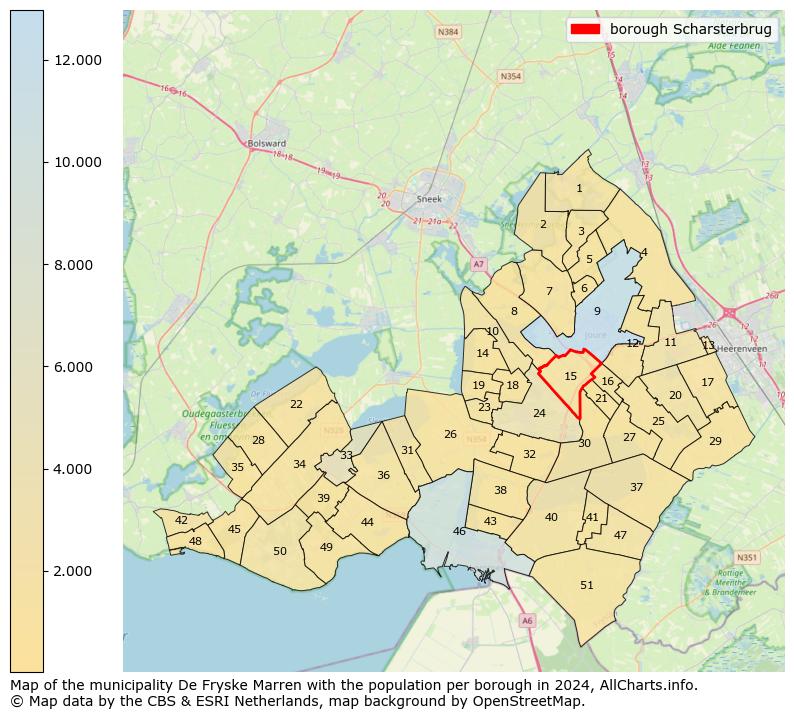 Image of the borough Scharsterbrug at the map. This image is used as introduction to this page. This page shows a lot of information about the population in the borough Scharsterbrug (such as the distribution by age groups of the residents, the composition of households, whether inhabitants are natives or Dutch with an immigration background, data about the houses (numbers, types, price development, use, type of property, ...) and more (car ownership, energy consumption, ...) based on open data from the Dutch Central Bureau of Statistics and various other sources!