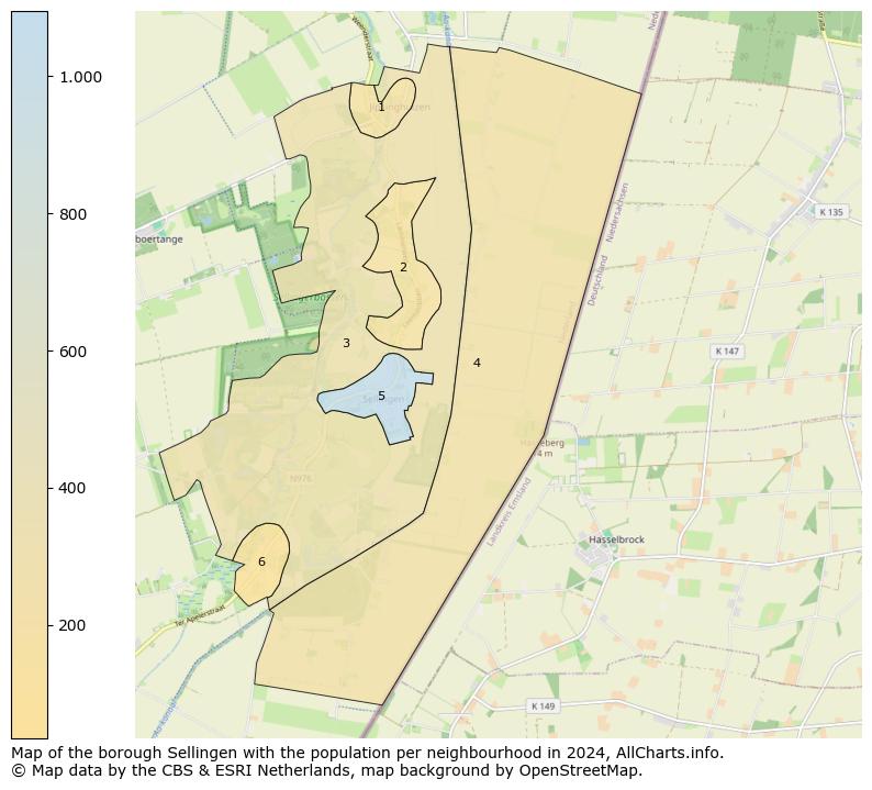 Image of the borough Sellingen at the map. This image is used as introduction to this page. This page shows a lot of information about the population in the borough Sellingen (such as the distribution by age groups of the residents, the composition of households, whether inhabitants are natives or Dutch with an immigration background, data about the houses (numbers, types, price development, use, type of property, ...) and more (car ownership, energy consumption, ...) based on open data from the Dutch Central Bureau of Statistics and various other sources!