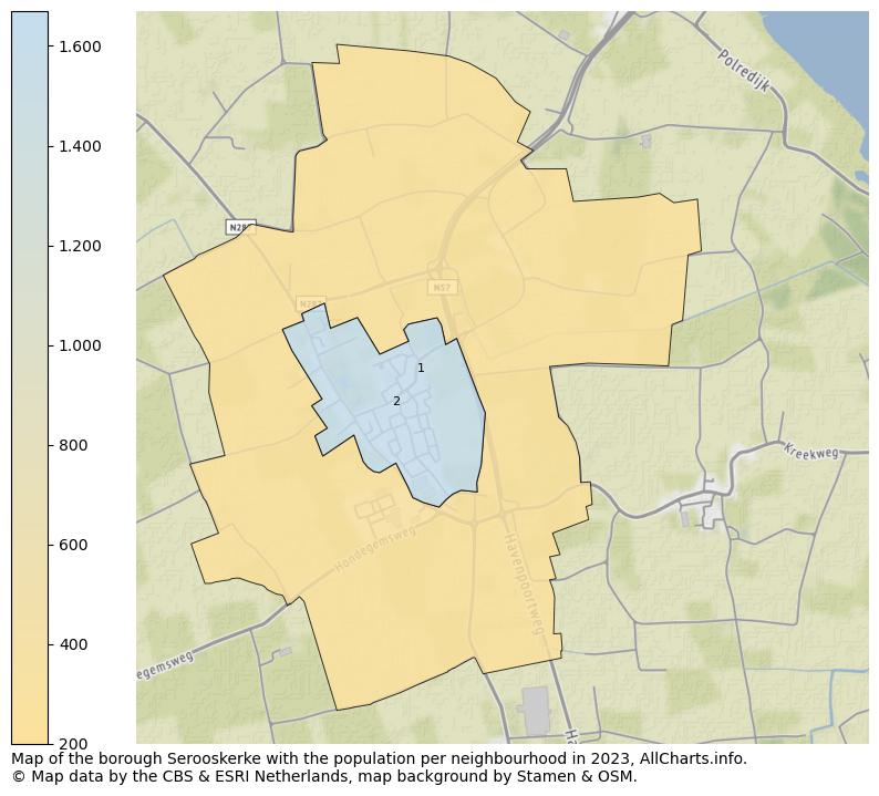 Map of the borough Serooskerke with the population per neighbourhood in 2023. This page shows a lot of information about residents (such as the distribution by age groups, family composition, gender, native or Dutch with an immigration background, ...), homes (numbers, types, price development, use, type of property, ...) and more (car ownership, energy consumption, ...) based on open data from the Dutch Central Bureau of Statistics and various other sources!