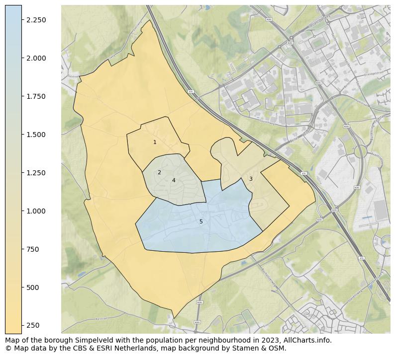 Map of the borough Simpelveld with the population per neighbourhood in 2023. This page shows a lot of information about residents (such as the distribution by age groups, family composition, gender, native or Dutch with an immigration background, ...), homes (numbers, types, price development, use, type of property, ...) and more (car ownership, energy consumption, ...) based on open data from the Dutch Central Bureau of Statistics and various other sources!