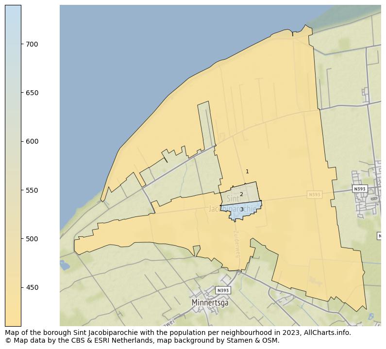 Map of the borough Sint Jacobiparochie with the population per neighbourhood in 2023. This page shows a lot of information about residents (such as the distribution by age groups, family composition, gender, native or Dutch with an immigration background, ...), homes (numbers, types, price development, use, type of property, ...) and more (car ownership, energy consumption, ...) based on open data from the Dutch Central Bureau of Statistics and various other sources!