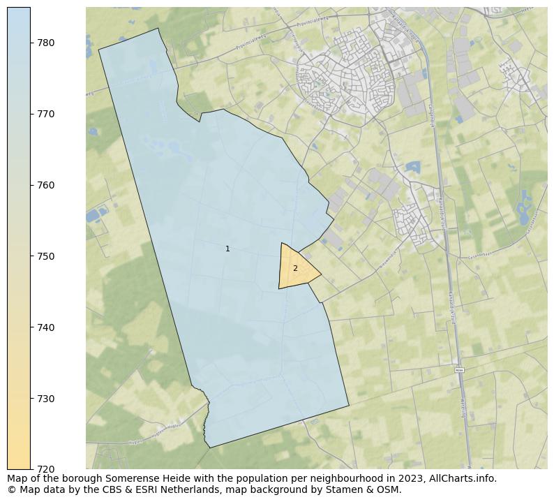 Map of the borough Somerense Heide with the population per neighbourhood in 2023. This page shows a lot of information about residents (such as the distribution by age groups, family composition, gender, native or Dutch with an immigration background, ...), homes (numbers, types, price development, use, type of property, ...) and more (car ownership, energy consumption, ...) based on open data from the Dutch Central Bureau of Statistics and various other sources!