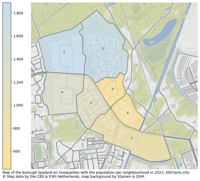 Map of the borough Spaland en Sveaparken with the population per neighbourhood in 2023. This page shows a lot of information about residents (such as the distribution by age groups, family composition, gender, native or Dutch with an immigration background, ...), homes (numbers, types, price development, use, type of property, ...) and more (car ownership, energy consumption, ...) based on open data from the Dutch Central Bureau of Statistics and various other sources!