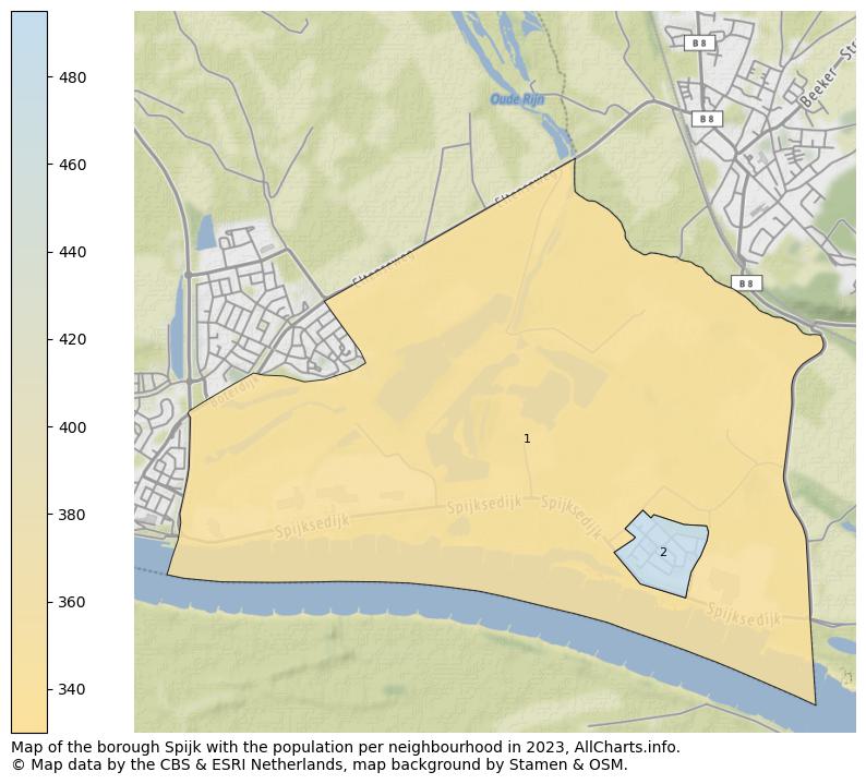 Map of the borough Spijk with the population per neighbourhood in 2023. This page shows a lot of information about residents (such as the distribution by age groups, family composition, gender, native or Dutch with an immigration background, ...), homes (numbers, types, price development, use, type of property, ...) and more (car ownership, energy consumption, ...) based on open data from the Dutch Central Bureau of Statistics and various other sources!