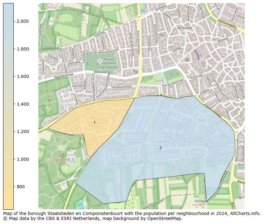 Image of the borough Staatslieden en Componistenbuurt at the map. This image is used as introduction to this page. This page shows a lot of information about the population in the borough Staatslieden en Componistenbuurt (such as the distribution by age groups of the residents, the composition of households, whether inhabitants are natives or Dutch with an immigration background, data about the houses (numbers, types, price development, use, type of property, ...) and more (car ownership, energy consumption, ...) based on open data from the Dutch Central Bureau of Statistics and various other sources!