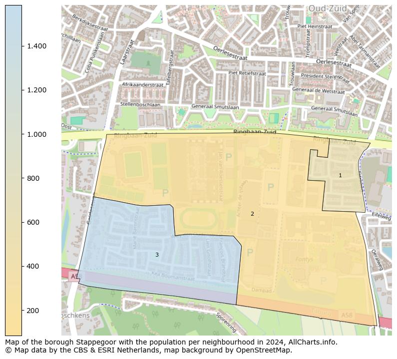 Image of the borough Stappegoor at the map. This image is used as introduction to this page. This page shows a lot of information about the population in the borough Stappegoor (such as the distribution by age groups of the residents, the composition of households, whether inhabitants are natives or Dutch with an immigration background, data about the houses (numbers, types, price development, use, type of property, ...) and more (car ownership, energy consumption, ...) based on open data from the Dutch Central Bureau of Statistics and various other sources!