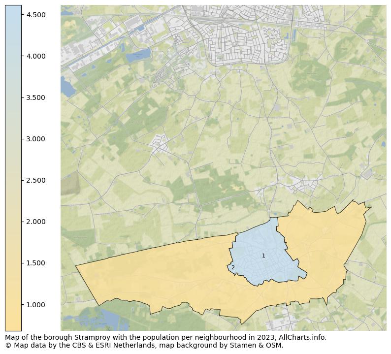 Map of the borough Stramproy with the population per neighbourhood in 2023. This page shows a lot of information about residents (such as the distribution by age groups, family composition, gender, native or Dutch with an immigration background, ...), homes (numbers, types, price development, use, type of property, ...) and more (car ownership, energy consumption, ...) based on open data from the Dutch Central Bureau of Statistics and various other sources!