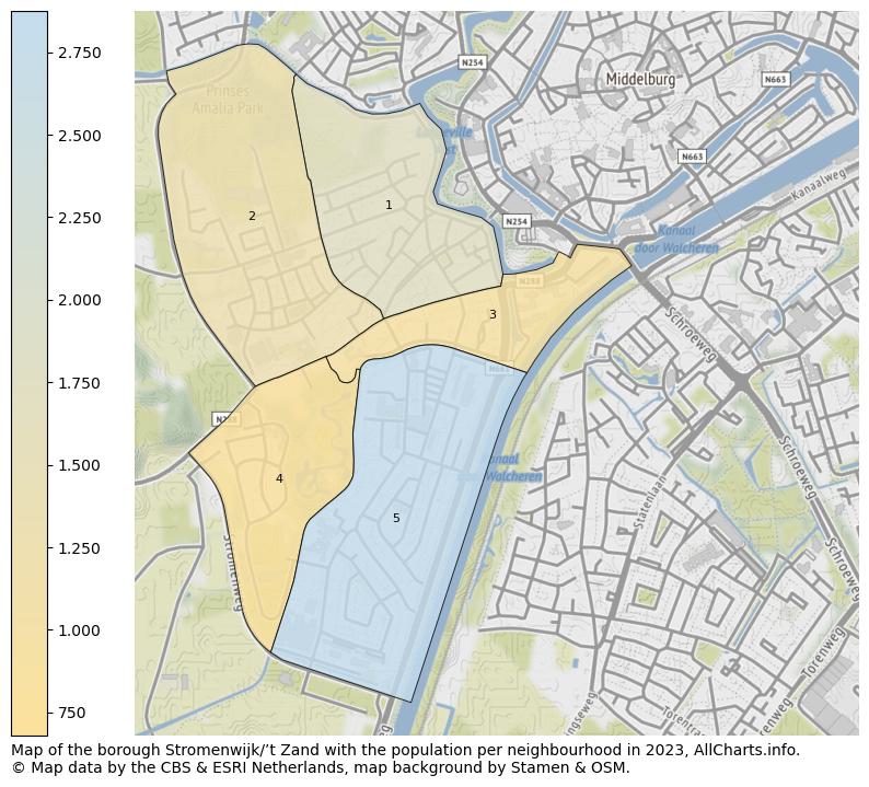 Map of the borough Stromenwijk/’t Zand with the population per neighbourhood in 2023. This page shows a lot of information about residents (such as the distribution by age groups, family composition, gender, native or Dutch with an immigration background, ...), homes (numbers, types, price development, use, type of property, ...) and more (car ownership, energy consumption, ...) based on open data from the Dutch Central Bureau of Statistics and various other sources!