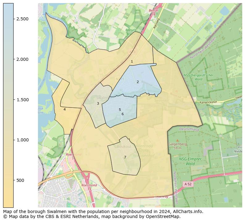 Image of the borough Swalmen at the map. This image is used as introduction to this page. This page shows a lot of information about the population in the borough Swalmen (such as the distribution by age groups of the residents, the composition of households, whether inhabitants are natives or Dutch with an immigration background, data about the houses (numbers, types, price development, use, type of property, ...) and more (car ownership, energy consumption, ...) based on open data from the Dutch Central Bureau of Statistics and various other sources!