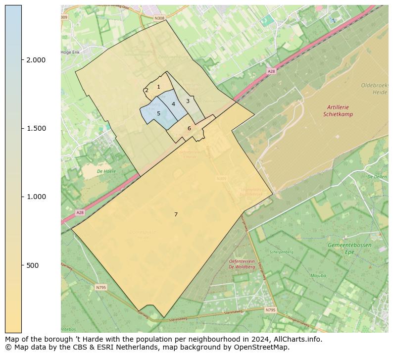 Image of the borough ’t Harde at the map. This image is used as introduction to this page. This page shows a lot of information about the population in the borough ’t Harde (such as the distribution by age groups of the residents, the composition of households, whether inhabitants are natives or Dutch with an immigration background, data about the houses (numbers, types, price development, use, type of property, ...) and more (car ownership, energy consumption, ...) based on open data from the Dutch Central Bureau of Statistics and various other sources!