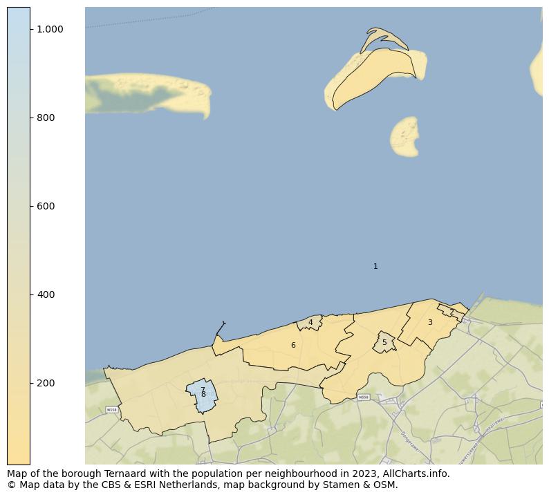Map of the borough Ternaard with the population per neighbourhood in 2023. This page shows a lot of information about residents (such as the distribution by age groups, family composition, gender, native or Dutch with an immigration background, ...), homes (numbers, types, price development, use, type of property, ...) and more (car ownership, energy consumption, ...) based on open data from the Dutch Central Bureau of Statistics and various other sources!