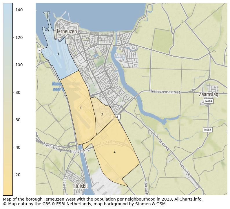 Map of the borough Terneuzen West with the population per neighbourhood in 2021. This page shows a lot of information about residents (such as the distribution by age groups, family composition, gender, native or Dutch with an immigration background, ...), homes (numbers, types, price development, use, type of property, ...) and more (car ownership, energy consumption, ...) based on open data from the Dutch Central Bureau of Statistics and various other sources!