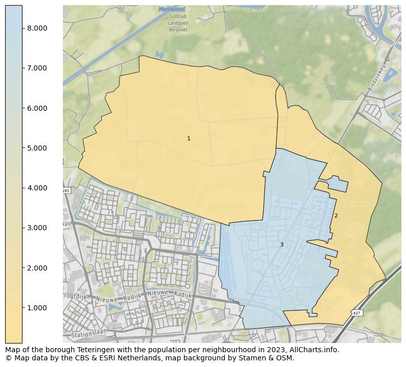 Map of the borough Teteringen with the population per neighbourhood in 2023. This page shows a lot of information about residents (such as the distribution by age groups, family composition, gender, native or Dutch with an immigration background, ...), homes (numbers, types, price development, use, type of property, ...) and more (car ownership, energy consumption, ...) based on open data from the Dutch Central Bureau of Statistics and various other sources!