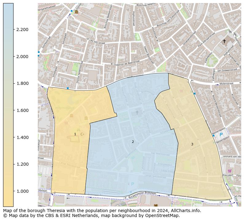 Image of the borough Theresia at the map. This image is used as introduction to this page. This page shows a lot of information about the population in the borough Theresia (such as the distribution by age groups of the residents, the composition of households, whether inhabitants are natives or Dutch with an immigration background, data about the houses (numbers, types, price development, use, type of property, ...) and more (car ownership, energy consumption, ...) based on open data from the Dutch Central Bureau of Statistics and various other sources!